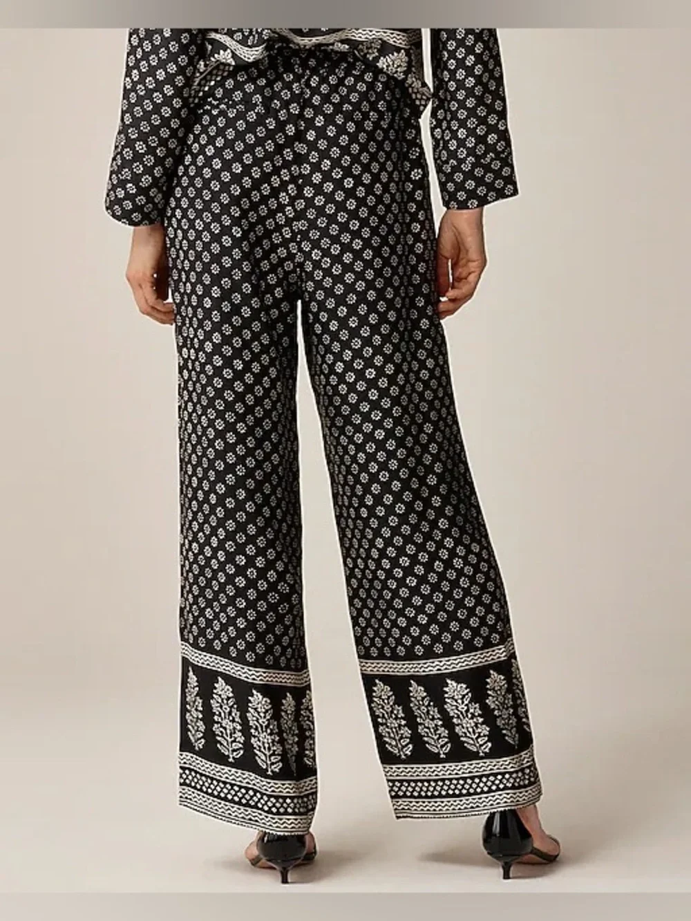 J. Crew Black and White Wide-Leg Printed Pants - Picture 4 of 8